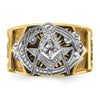 14k Two-tone Men's Polished and Textured with Blue and Black Enamel Diamond Blue Lodge Master Masonic Ring
