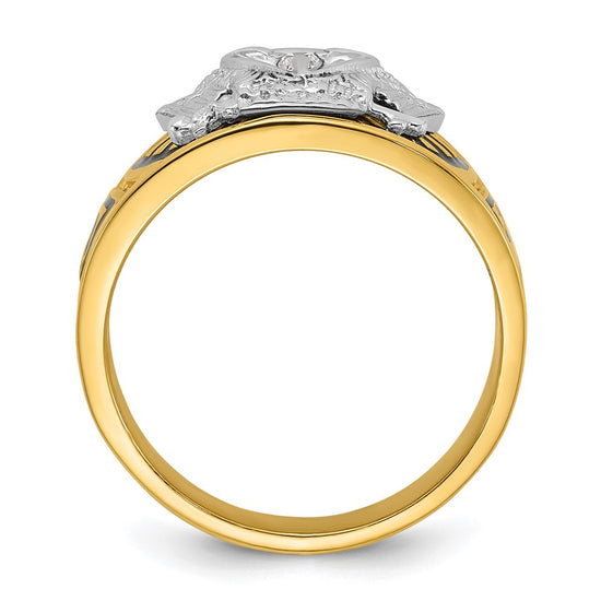 IBGoodman 14k Two-tone Men's Polished and Textured 32nd Degree Scottish Rite Masonic Ring Mounting