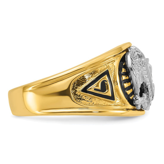 IBGoodman 14k Two-tone Men's Polished and Textured 32nd Degree Scottish Rite Masonic Ring Mounting