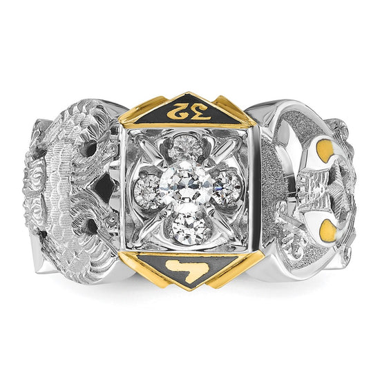 IBGoodman 14k Two-tone Men's Polished and Textured Double Eagle Masonic Shriner's Ring Mounting