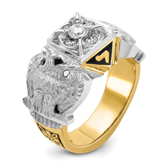 IBGoodman 14k Two-tone Men's Polished and Textured Double Eagle Masonic Shriner's Ring Mounting