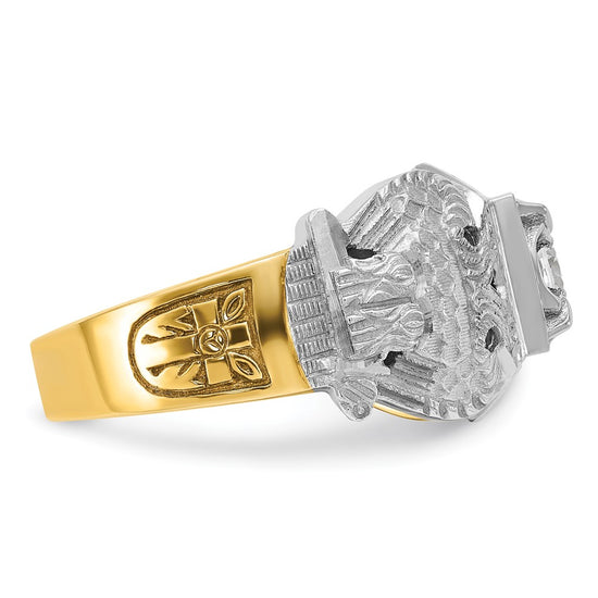 IBGoodman 14k Two-tone Men's Polished and Textured Double Eagle Masonic Shriner's Ring Mounting