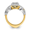 10k Two-tone Men's Polished and Textured with Multi-color Enamel and Diamond Double Eagle Masonic Shriner's Ring