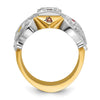 IBGoodman 14k Two-tone Men's Polished and Textured with Multi-color Enamel and Diamond Knights Templar Masonic Shriner's Ring
