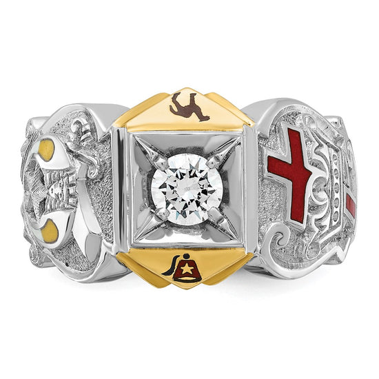 IBGoodman 14k Two-tone Men's Polished and Textured Knights Templar Masonic Shriner's Ring Mounting