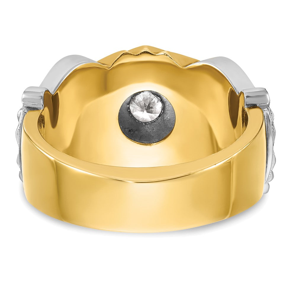 14k Two-tone Men's Polished and Textured with Multi-color Enamel and Diamond Masonic Shriner's Ring