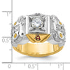 14k Two-tone Men's Polished and Textured with Multi-color Enamel and Diamond Masonic Shriner's Ring