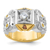 14k Two-tone Men's Polished and Textured with Multi-color Enamel and Diamond Masonic Shriner's Ring