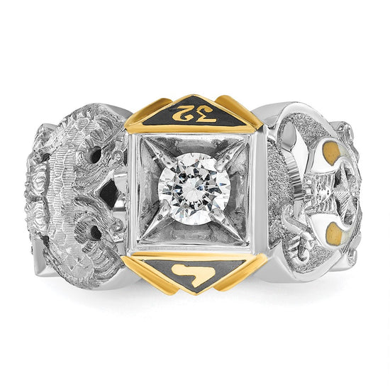 IBGoodman 14k Two-tone Men's Polished and Textured Double Eagle Masonic Shriner's Ring Mounting