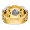 14k Two-tone Men's Polished and Textured with Black Enamel and Diamond Double Eagle Masonic Shriner's Ring