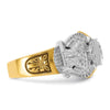 14k Two-tone Men's Polished and Textured with Black Enamel and Diamond Double Eagle Masonic Shriner's Ring