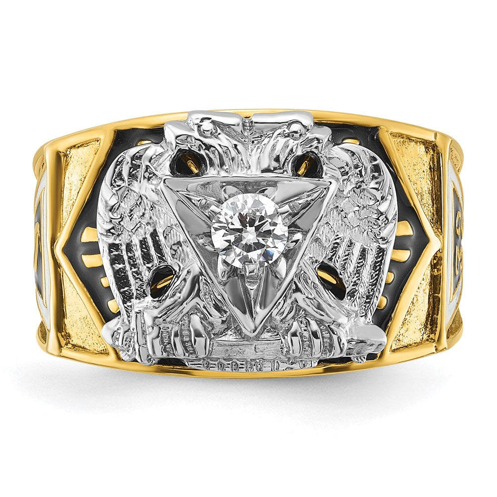 IBGoodman 14k Two-tone Men's Polished and Textured 32nd Degree Scottish Rite Masonic Ring Mounting