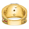 14k Two-tone Men's Polished and Textured with Multi-color Enamel and Diamond 32nd Degree Scottish Rite Masonic Ring