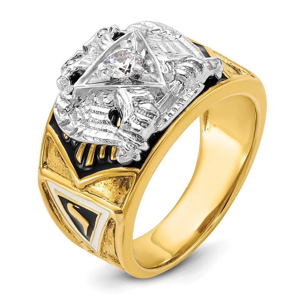 IBGoodman 14k Two-tone Men's Polished and Textured 32nd Degree Scottish Rite Masonic Ring Mounting