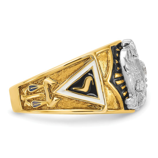 IBGoodman 14k Two-tone Men's Polished and Textured 32nd Degree Scottish Rite Masonic Ring Mounting