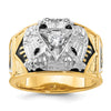 14k Two-tone Men's Polished and Textured with Multi-color Enamel and Diamond 32nd Degree Scottish Rite Masonic Ring