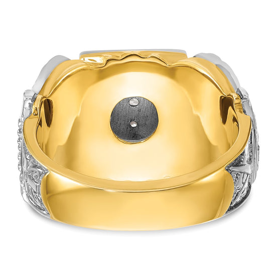 IBGoodman 14k Two-tone Men's Polished and Textured Double Eagle Masonic Shriner's Ring Mounting