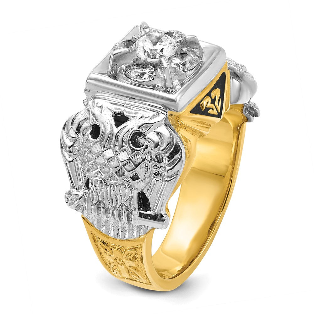 IBGoodman 14k Two-tone Men's Polished and Textured Double Eagle Masonic Shriner's Ring Mounting