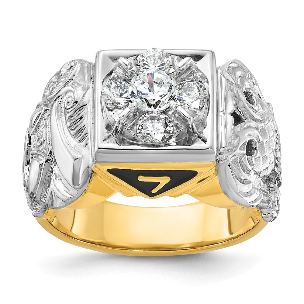 IBGoodman 14k Two-tone Men's Polished and Textured Double Eagle Masonic Shriner's Ring Mounting