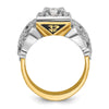 14k Two-tone Men's Polished and Textured with Black Enamel and Diamond 32nd Degree Scottish Rite Masonic Ring