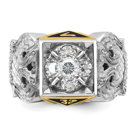 IBGoodman 14k Two-tone Men's Polished and Textured 32nd Degree Scottish Rite Masonic Ring Mounting