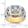 14k Two-tone Men's Polished and Textured with Black Enamel and Diamond 32nd Degree Scottish Rite Masonic Ring