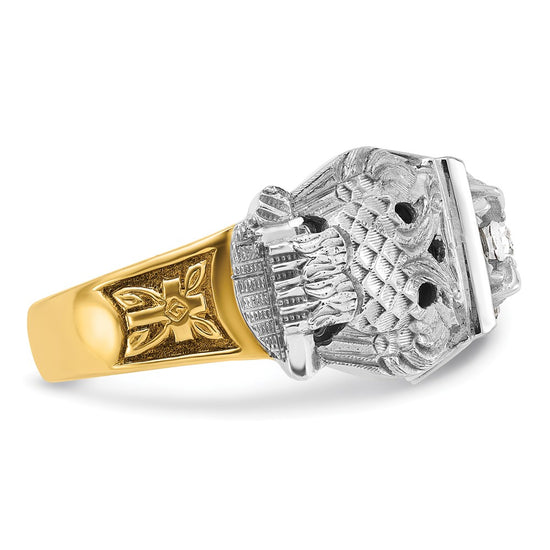 IBGoodman 14k Two-tone Men's Polished and Textured 32nd Degree Scottish Rite Masonic Ring Mounting