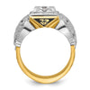 14k Two-tone Men's Polished and Textured with Black Enamel and Diamond 32nd Degree Scottish Rite Masonic Ring
