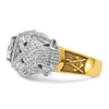 14k Two-tone Men's Polished and Textured with Black Enamel and Diamond 32nd Degree Scottish Rite Masonic Ring