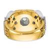 14k Two-tone Men's Polished and Textured with Black Enamel and Diamond 32nd Degree Scottish Rite Masonic Ring