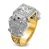 14k Two-tone Men's Polished and Textured with Black Enamel and Diamond 32nd Degree Scottish Rite Masonic Ring