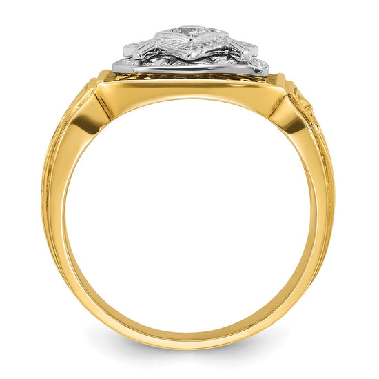 IBGoodman 10k Two-tone Men's Polished and Textured Blue Lodge Master Masonic Ring Mounting