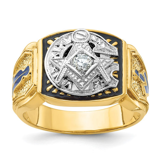 IBGoodman 10k Two-tone Men's Polished and Textured Blue Lodge Master Masonic Ring Mounting