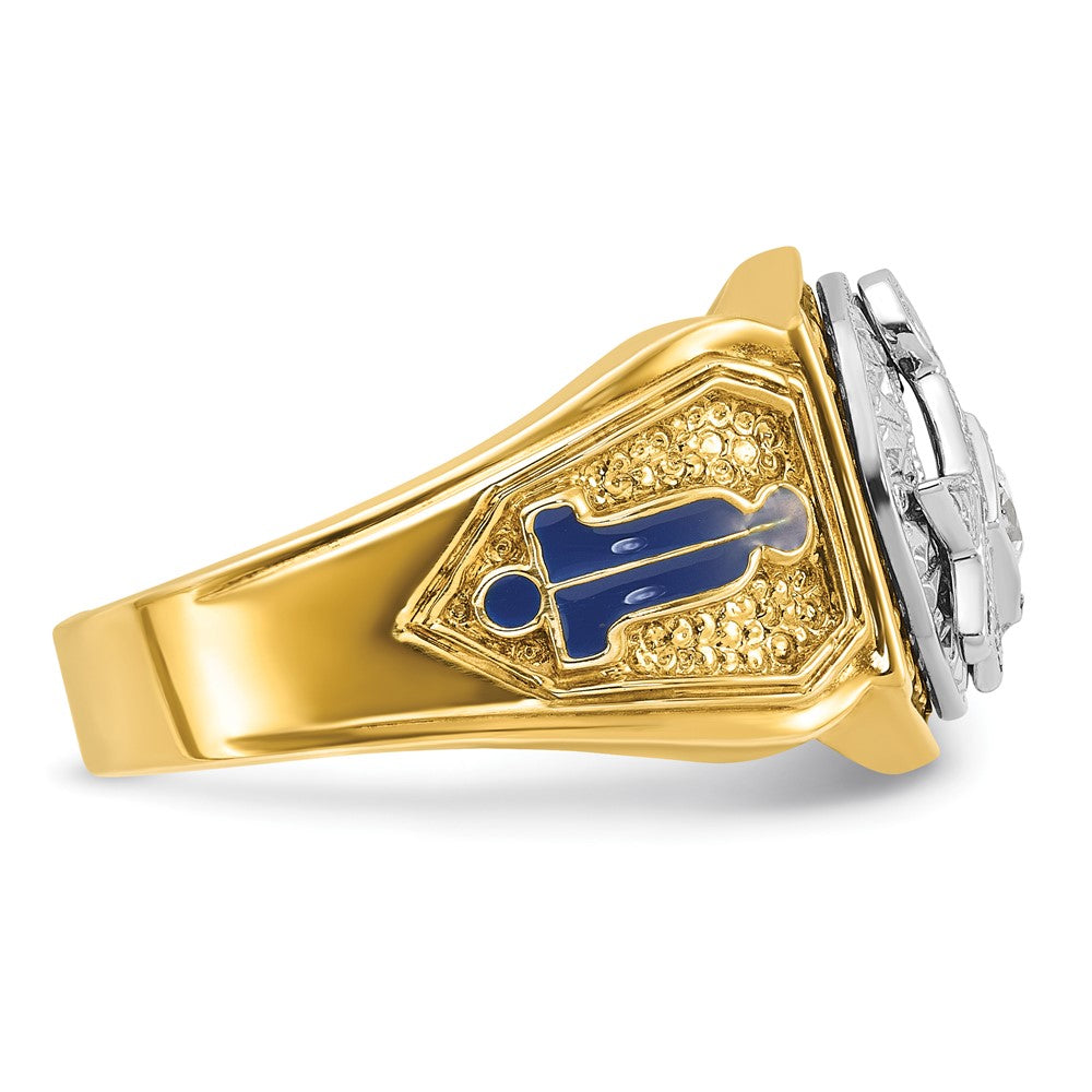 IBGoodman 14k Two-tone Men's Polished and Textured Blue Lodge Master Masonic Ring Mounting