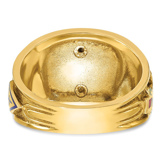 IBGoodman 10k Two-tone Men's Polished and Textured with Multi-color Enamel Active 33rd Degree Masonic Ring