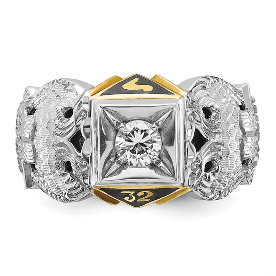 IBGoodman 14k Two-tone Men's Polished and Textured 32nd Degree Scottish Rite Masonic Ring Mounting