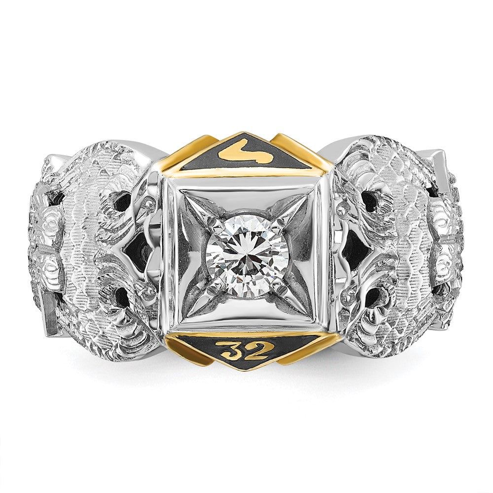 IBGoodman 14k Two-tone Men's Polished and Textured 32nd Degree Scottish Rite Masonic Ring Mounting
