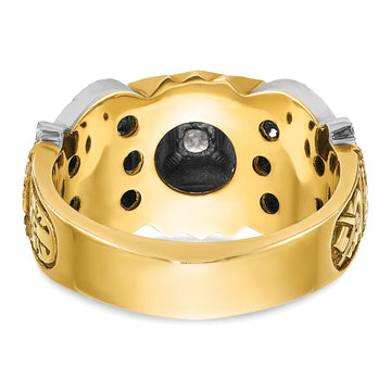 IBGoodman 14k Two-tone Men's Polished and Textured 32nd Degree Scottish Rite Masonic Ring Mounting