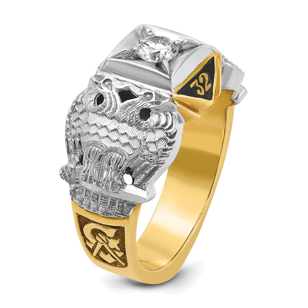 IBGoodman 14k Two-tone Men's Polished and Textured 32nd Degree Scottish Rite Masonic Ring Mounting