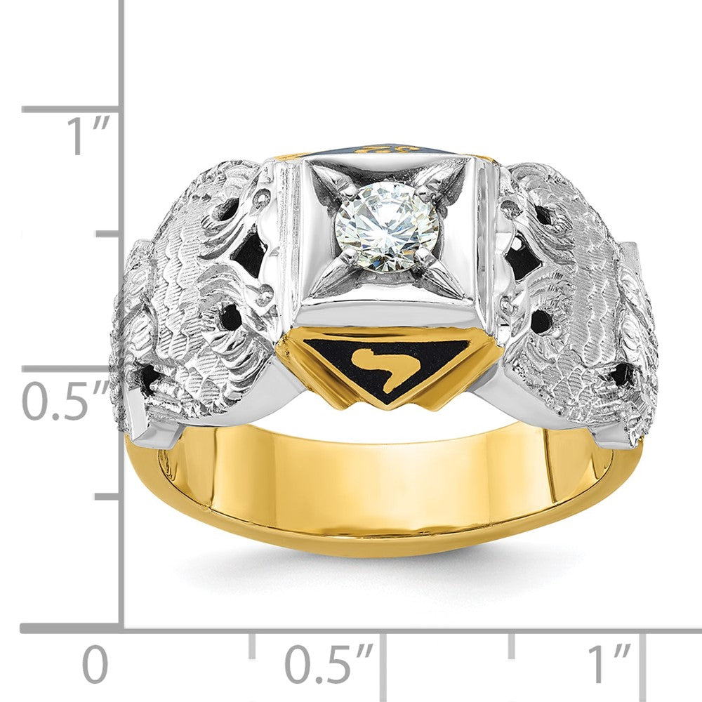 IBGoodman 14k Two-tone Men's Polished and Textured 32nd Degree Scottish Rite Masonic Ring Mounting