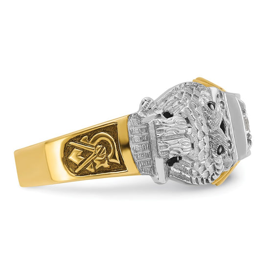 IBGoodman 14k Two-tone Men's Polished and Textured 32nd Degree Scottish Rite Masonic Ring Mounting