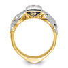 14k Two-tone Men's Polished and Textured with Multi-color Enamel and Diamond Double Eagle Masonic Shriner's Ring