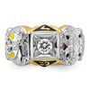 14k Two-tone Men's Polished and Textured with Multi-color Enamel and Diamond Double Eagle Masonic Shriner's Ring