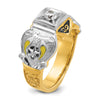 14k Two-tone Men's Polished and Textured with Multi-color Enamel and Diamond Double Eagle Masonic Shriner's Ring