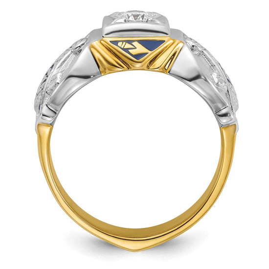 IBGoodman 14k Two-tone Men's Polished and Textured Blue Lodge Master Masonic Ring Mounting