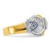 14k Two-tone Men's Polished and Textured with Blue Enamel and Diamond Blue Lodge Master Masonic Ring