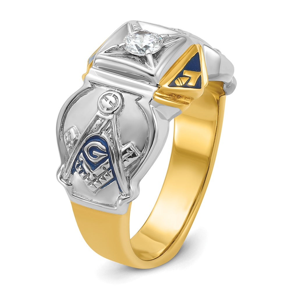 IBGoodman 14k Two-tone Men's Polished and Textured Blue Lodge Master Masonic Ring Mounting