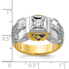 14k Two-tone Men's Polished and Textured with Blue Enamel and Diamond Blue Lodge Master Masonic Ring