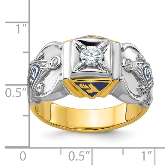 IBGoodman 14k Two-tone Men's Polished and Textured Blue Lodge Master Masonic Ring Mounting