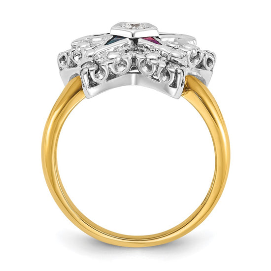 IBGoodman 14k Two-tone Women's Polished and Beaded Eastern Star Masonic Ring Mounting